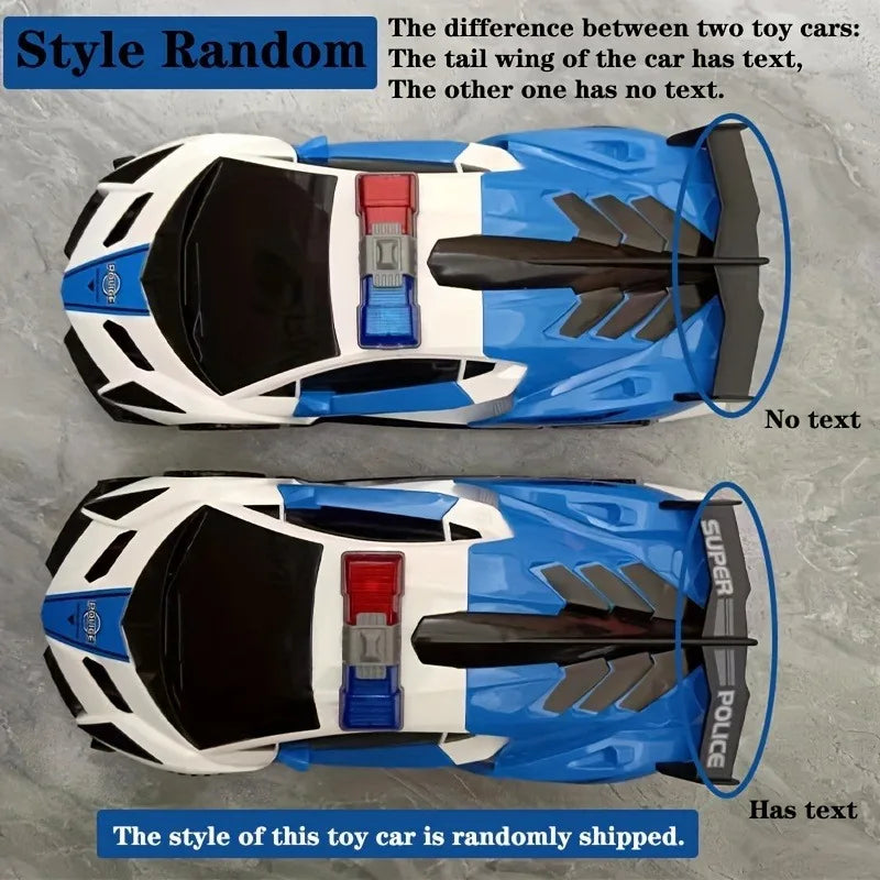 360° Rotating Police Car Toy with Sound & Light Electric Automatic Openable Doors Educational Vehicle Toy for Kids Children