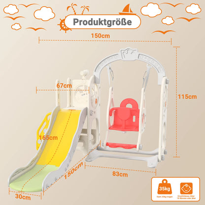Anajqaqia 6 in 1 Children's Slide, Pirate Ship Slide, Children's Playground with Swing, Ball Frame and Binoculars