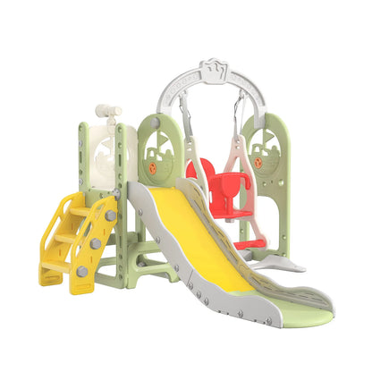 Anajqaqia 6 in 1 Children's Slide, Pirate Ship Slide, Children's Playground with Swing, Ball Frame and Binoculars