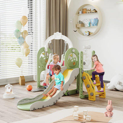 Anajqaqia 6 in 1 Children's Slide, Pirate Ship Slide, Children's Playground with Swing, Ball Frame and Binoculars