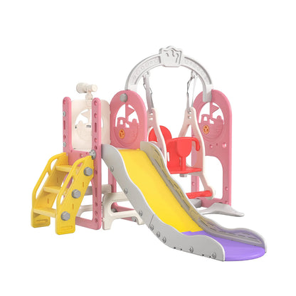Anajqaqia 6 in 1 Children's Slide, Pirate Ship Slide, Children's Playground with Swing, Ball Frame and Binoculars