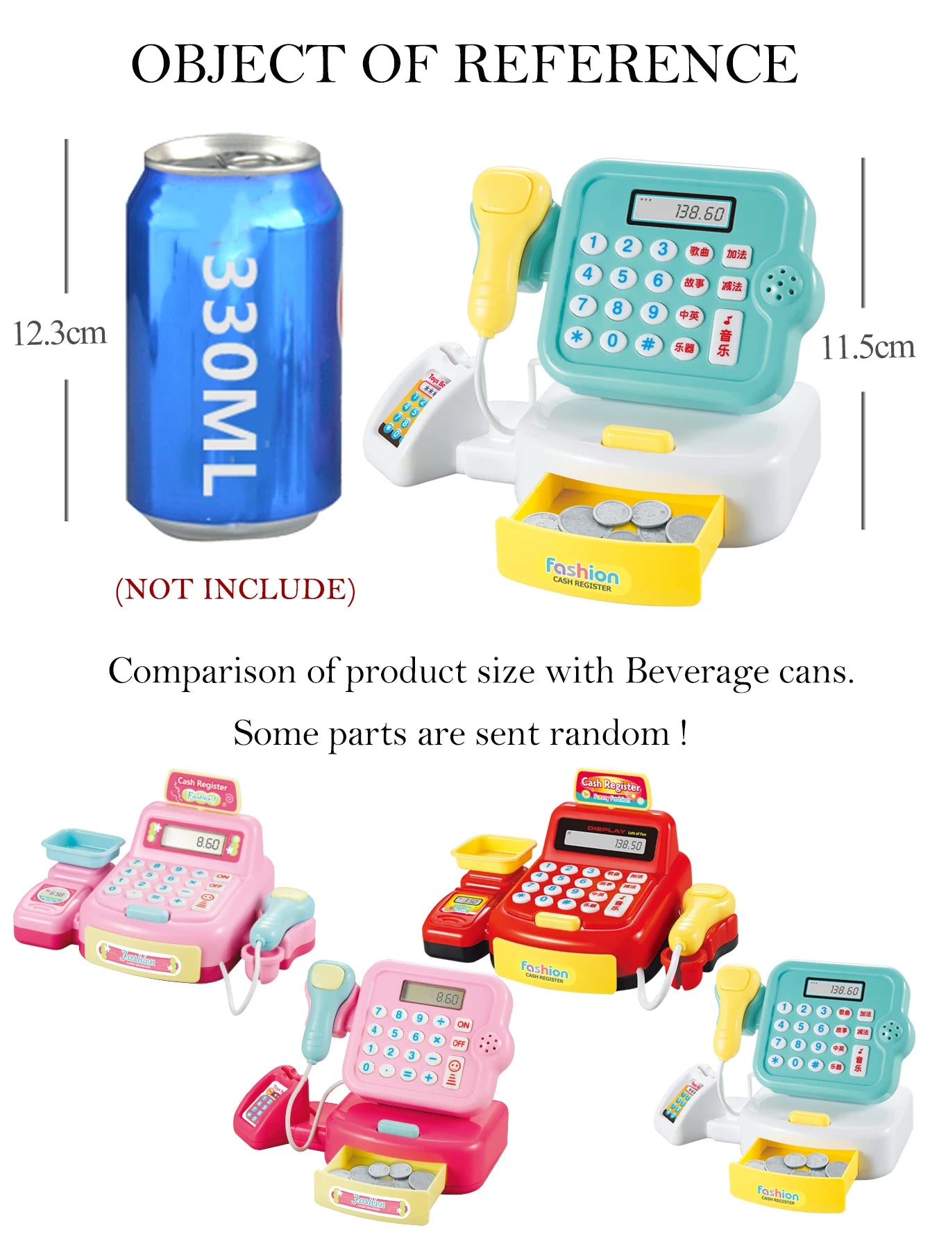 Cash Register Educational Toys, Pretend Calculator Cash Register Toy With Sound And Light, Supermarket Scanner Gift for 3+ Girls