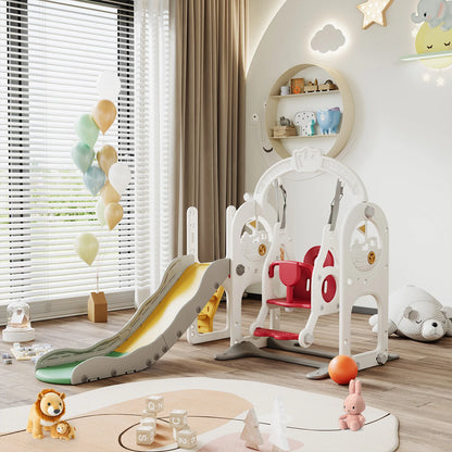 Anajqaqia 6 in 1 Children's Slide, Pirate Ship Slide, Children's Playground with Swing, Ball Frame and Binoculars