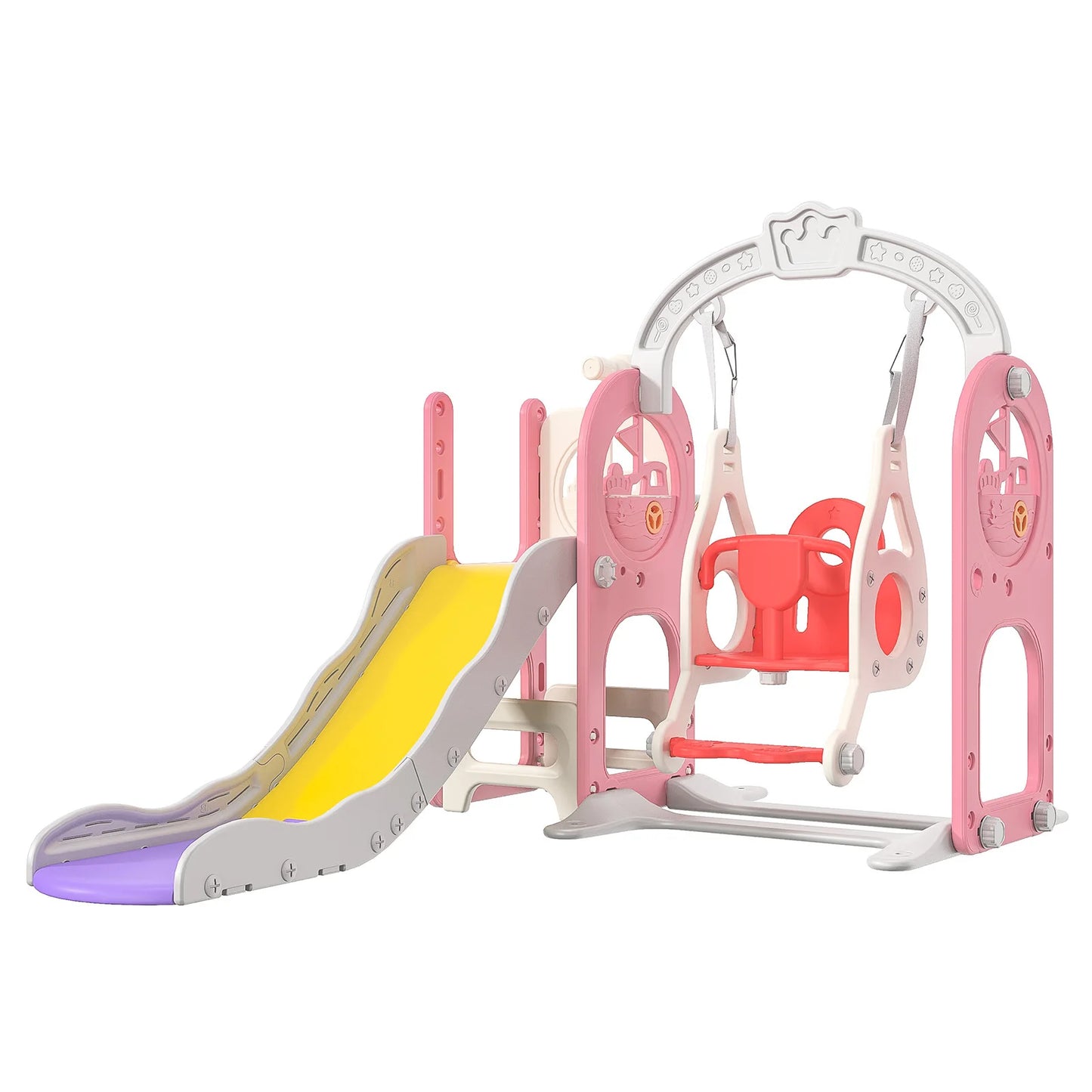 Anajqaqia 6 in 1 Children's Slide, Pirate Ship Slide, Children's Playground with Swing, Ball Frame and Binoculars