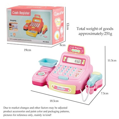 Cash Register Educational Toys, Pretend Calculator Cash Register Toy With Sound And Light, Supermarket Scanner Gift for 3+ Girls