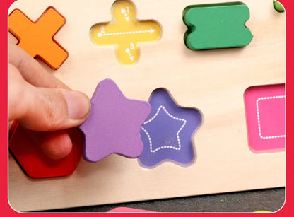 Kids Wooden 3D Alphabet Number Puzzle Baby Colorful Letter Digital Geometric Educational Toy For Toddler Boy Girl Gift