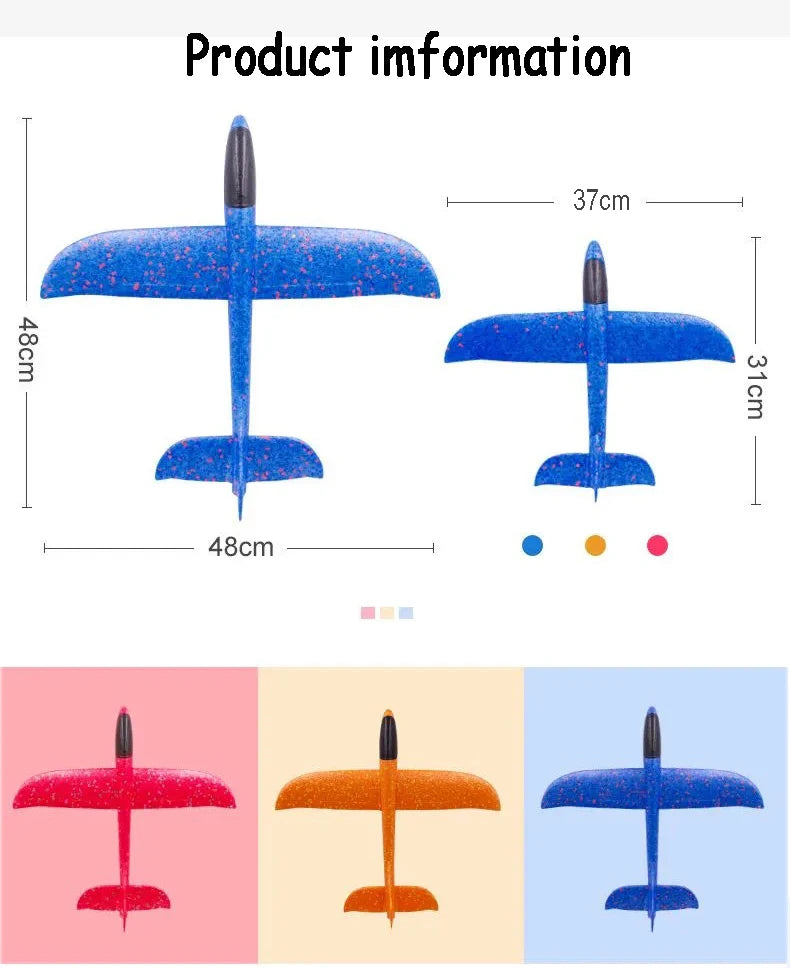 DIY Planes 37/48 CM Hand Throw Airplane EPP Foam Launch Fly Glider Model Aircraft Outdoor Fun Toys for Children Party Game Gifts