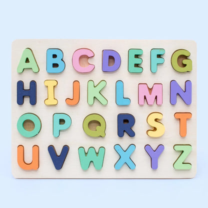 Kids Wooden 3D Alphabet Number Puzzle Baby Colorful Letter Digital Geometric Educational Toy For Toddler Boy Girl Gift
