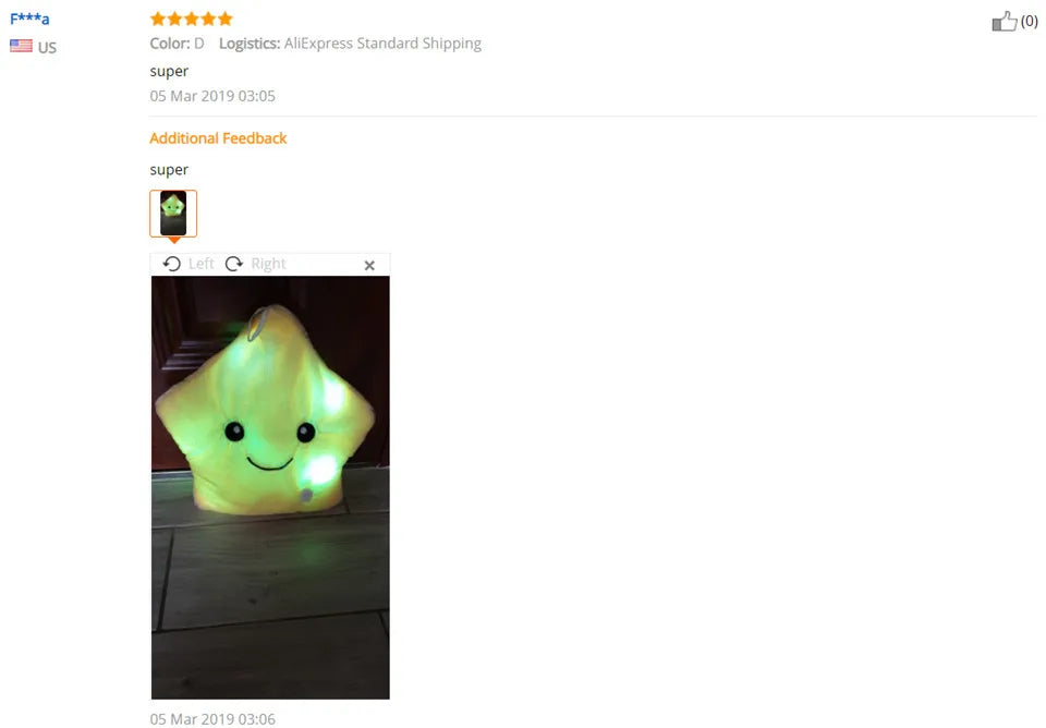 34CM Creative Toy Luminous Pillow Soft Stuffed Plush Glowing Colorful Stars Cushion Led Light Toys Gift For Kids Children Girls