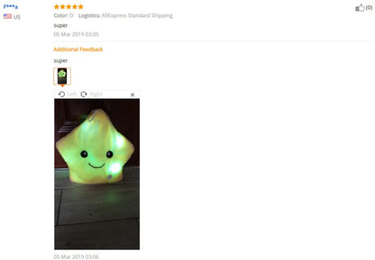 34CM Creative Toy Luminous Pillow Soft Stuffed Plush Glowing Colorful Stars Cushion Led Light Toys Gift For Kids Children Girls