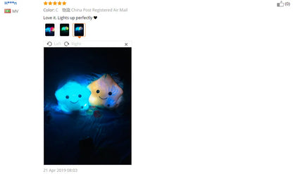 34CM Creative Toy Luminous Pillow Soft Stuffed Plush Glowing Colorful Stars Cushion Led Light Toys Gift For Kids Children Girls
