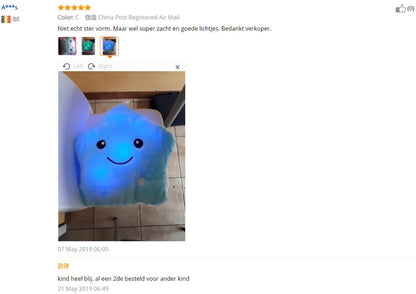 34CM Creative Toy Luminous Pillow Soft Stuffed Plush Glowing Colorful Stars Cushion Led Light Toys Gift For Kids Children Girls