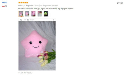 34CM Creative Toy Luminous Pillow Soft Stuffed Plush Glowing Colorful Stars Cushion Led Light Toys Gift For Kids Children Girls