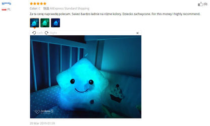 34CM Creative Toy Luminous Pillow Soft Stuffed Plush Glowing Colorful Stars Cushion Led Light Toys Gift For Kids Children Girls