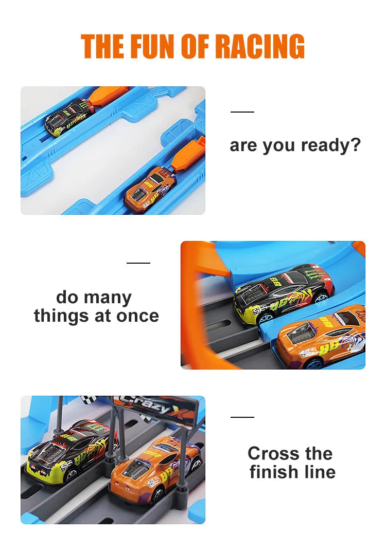 Stunt Speed Double Car Wheels Model Toys For Kids Racing Track Diy Assembled Rail Kits Educational Interactive Boy Children Toy