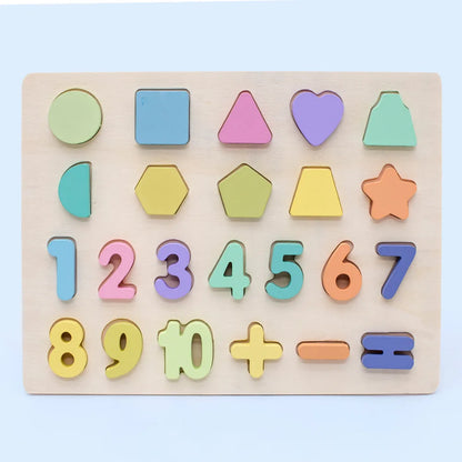 Kids Wooden 3D Alphabet Number Puzzle Baby Colorful Letter Digital Geometric Educational Toy For Toddler Boy Girl Gift