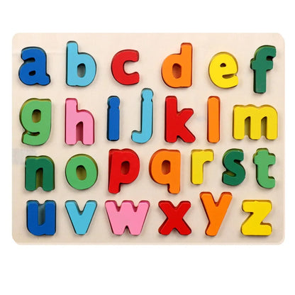 Kids Wooden 3D Alphabet Number Puzzle Baby Colorful Letter Digital Geometric Educational Toy For Toddler Boy Girl Gift