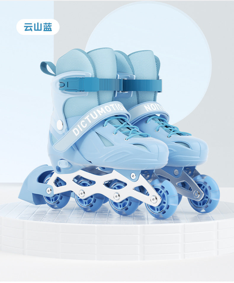 Kids Inline Skates for Beginners Adjustable Roller Blades for Boys Girls Age 6-12 Entry Level Professional Outdoor Skating Shoes