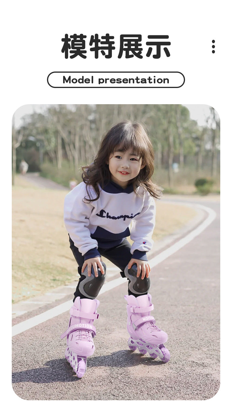 Kids Inline Skates for Beginners Adjustable Roller Blades for Boys Girls Age 6-12 Entry Level Professional Outdoor Skating Shoes