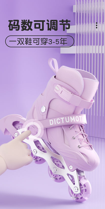 Kids Inline Skates for Beginners Adjustable Roller Blades for Boys Girls Age 6-12 Entry Level Professional Outdoor Skating Shoes