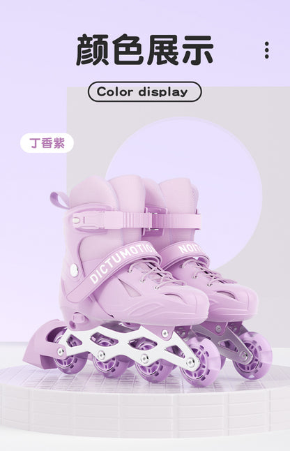 Kids Inline Skates for Beginners Adjustable Roller Blades for Boys Girls Age 6-12 Entry Level Professional Outdoor Skating Shoes