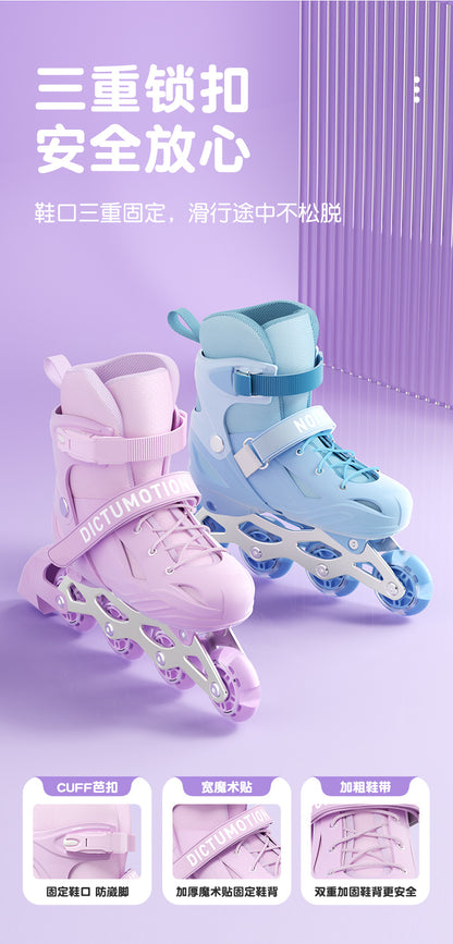 Kids Inline Skates for Beginners Adjustable Roller Blades for Boys Girls Age 6-12 Entry Level Professional Outdoor Skating Shoes