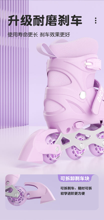 Kids Inline Skates for Beginners Adjustable Roller Blades for Boys Girls Age 6-12 Entry Level Professional Outdoor Skating Shoes