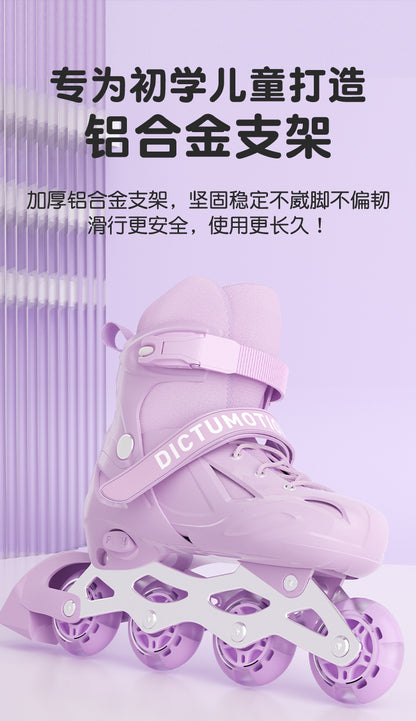 Kids Inline Skates for Beginners Adjustable Roller Blades for Boys Girls Age 6-12 Entry Level Professional Outdoor Skating Shoes