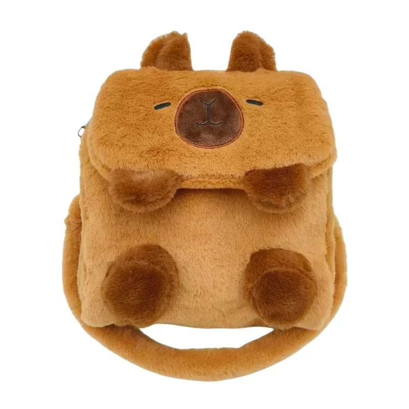 Strawberry Hat Capybara Plush Toy Simulation Turtle Backpack Capibara Stuffed Animals Papa Hand Circle Ring Small size Pendant