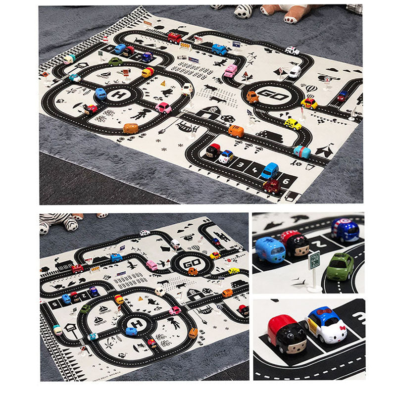 130*100CM Road Map Carpet For Kids Parking Lot Roadmap 83*58CM City Traffic Map of Road Carpet Traffic Signs Baby Play Mat Toys