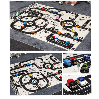 130*100CM Road Map Carpet For Kids Parking Lot Roadmap 83*58CM City Traffic Map of Road Carpet Traffic Signs Baby Play Mat Toys