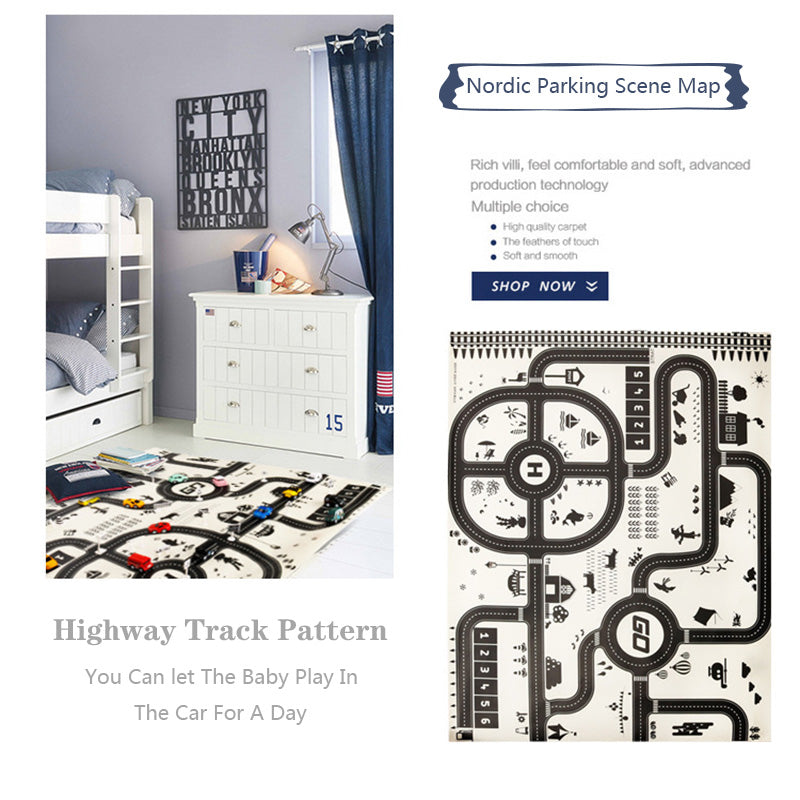 130*100CM Road Map Carpet For Kids Parking Lot Roadmap 83*58CM City Traffic Map of Road Carpet Traffic Signs Baby Play Mat Toys