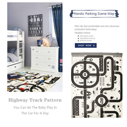 130*100CM Road Map Carpet For Kids Parking Lot Roadmap 83*58CM City Traffic Map of Road Carpet Traffic Signs Baby Play Mat Toys