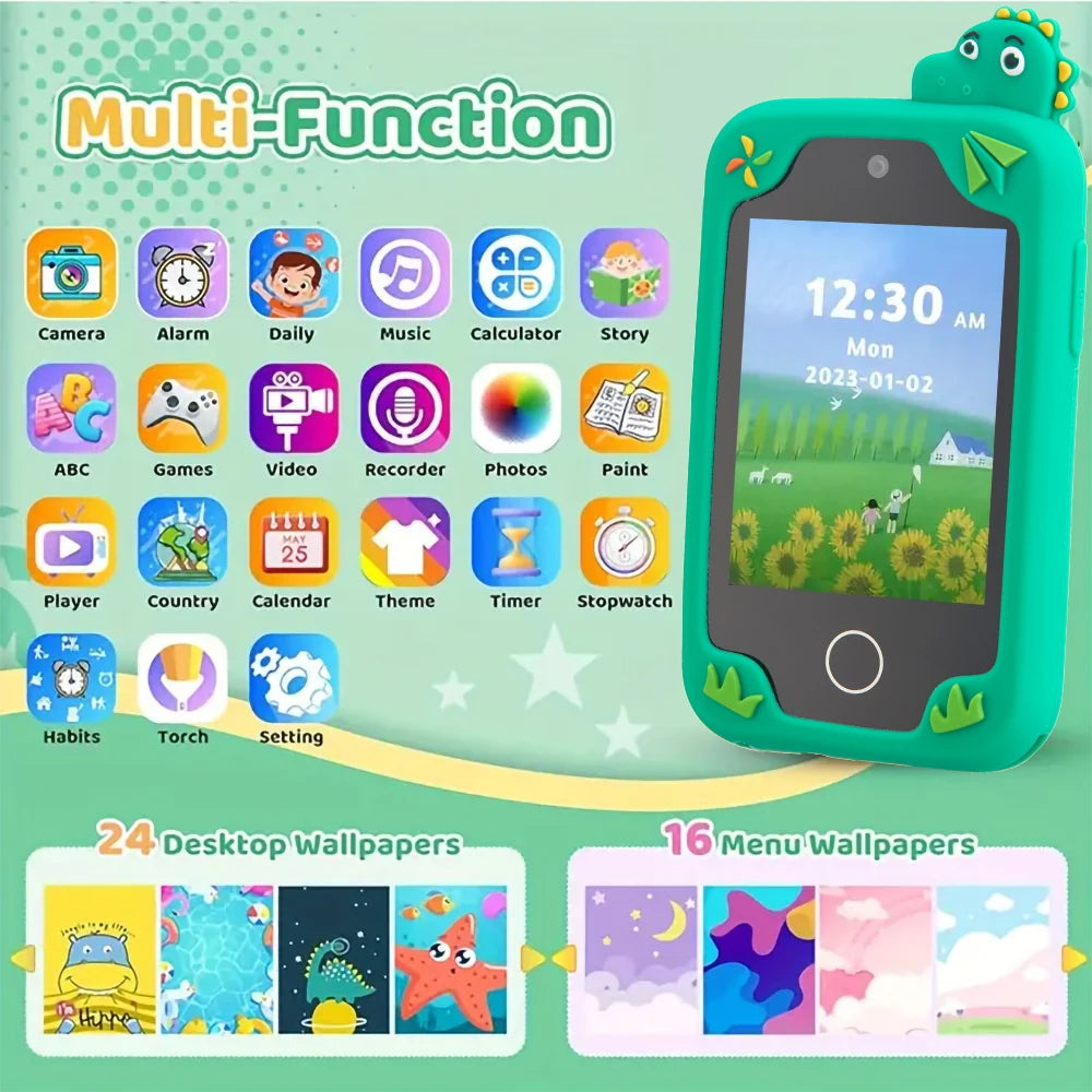 AMORUS Children Muscial Phone Dual Camera Mp3 Player Game Fuction Cartoon Baby Mobile for Girls Boys Birthday Christmas Gifts