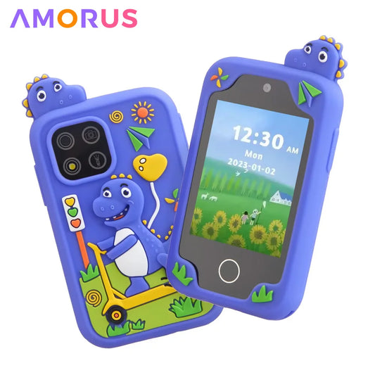 AMORUS Children Muscial Phone Dual Camera Mp3 Player Game Fuction Cartoon Baby Mobile for Girls Boys Birthday Christmas Gifts