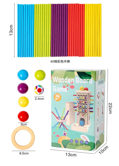Wooden Stick Tower Toy Baby Montessori Sensory Motor Skills Toy Color Learning Counting Sticks Game Kids Educational  Balance To