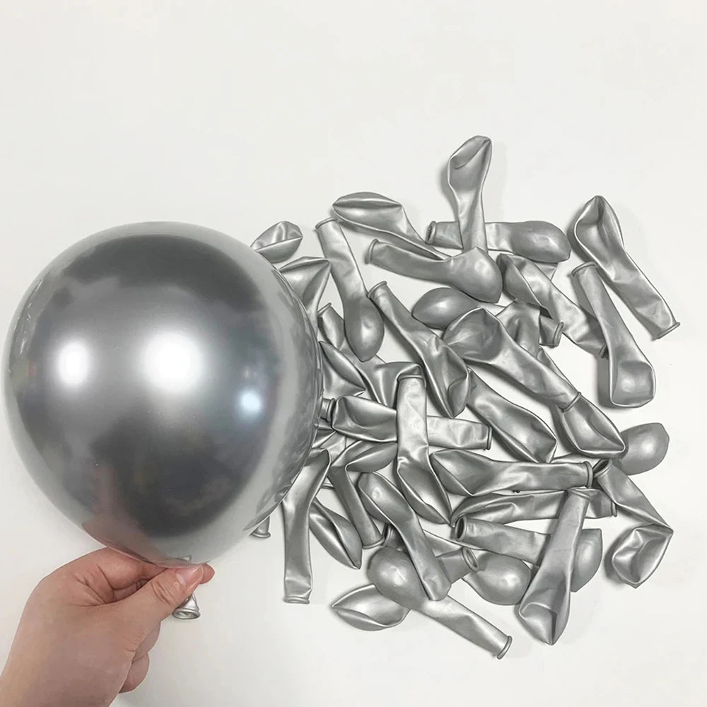 Black Chrome Silver Balloons Arch Garland Kit Wedding Bridal Shower Decor Birthday Party Baby Shower Graduation Party Decoration