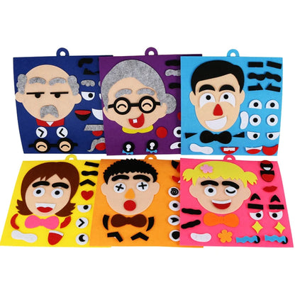 Puzzle Felt Non-woven Fabric Early Childhood Education for Children Manual DIY Cognitive Facial Expression Stickers TMZ