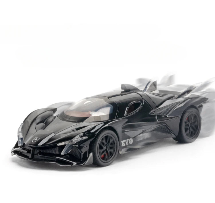 1:32 Scale Apollo EVO Car Toy Models Alloy Diecast Sports Cars Pull Back Sound Light 2 Doors Opened Racing Vehicles Gift for Kid