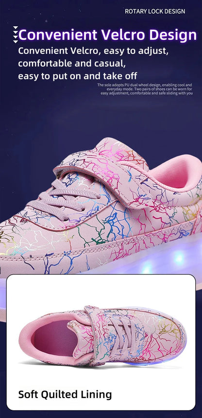 4 Wheel Dual-Use Roller Skates With Detachable Wheels,Sneakers, Boys And Girls Shoes With Wheels,Speed Skate