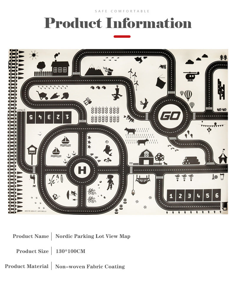 130*100CM Road Map Carpet For Kids Parking Lot Roadmap 83*58CM City Traffic Map of Road Carpet Traffic Signs Baby Play Mat Toys