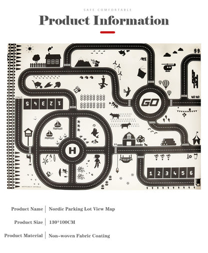 130*100CM Road Map Carpet For Kids Parking Lot Roadmap 83*58CM City Traffic Map of Road Carpet Traffic Signs Baby Play Mat Toys