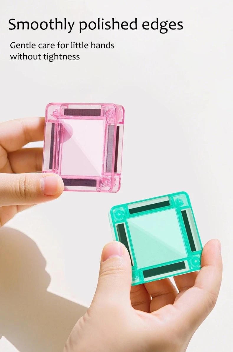 Mini Magnetic Tile Color Window Block Magnetic Block Portable Assembly Pocket Travel Bag Children'S Puzzle Toy