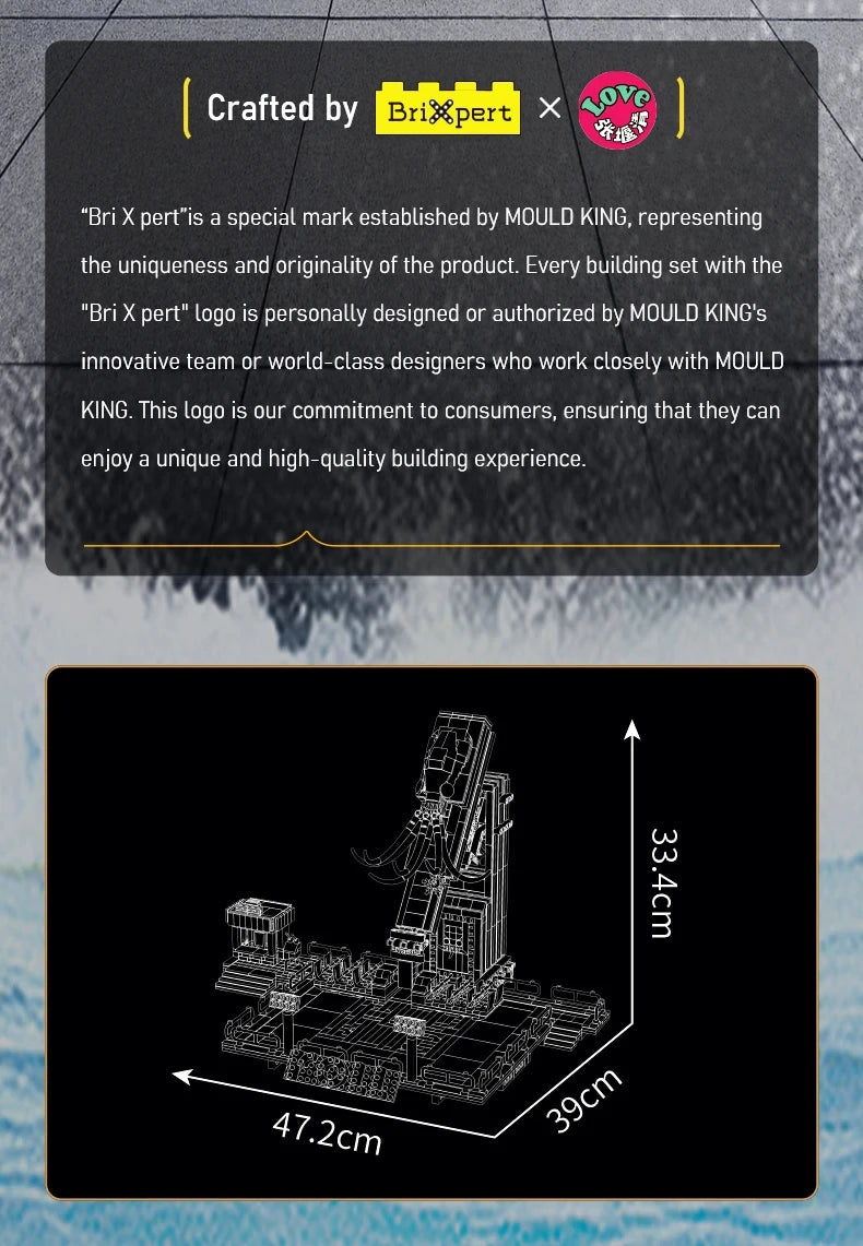 MOULD KING  Amusement Park Toys Motorized Spinning Ride,Water Slide,Flying Swing Ride,Shark Pirate Ship Building Blocks Bricks