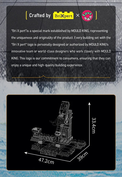 MOULD KING  Amusement Park Toys Motorized Spinning Ride,Water Slide,Flying Swing Ride,Shark Pirate Ship Building Blocks Bricks