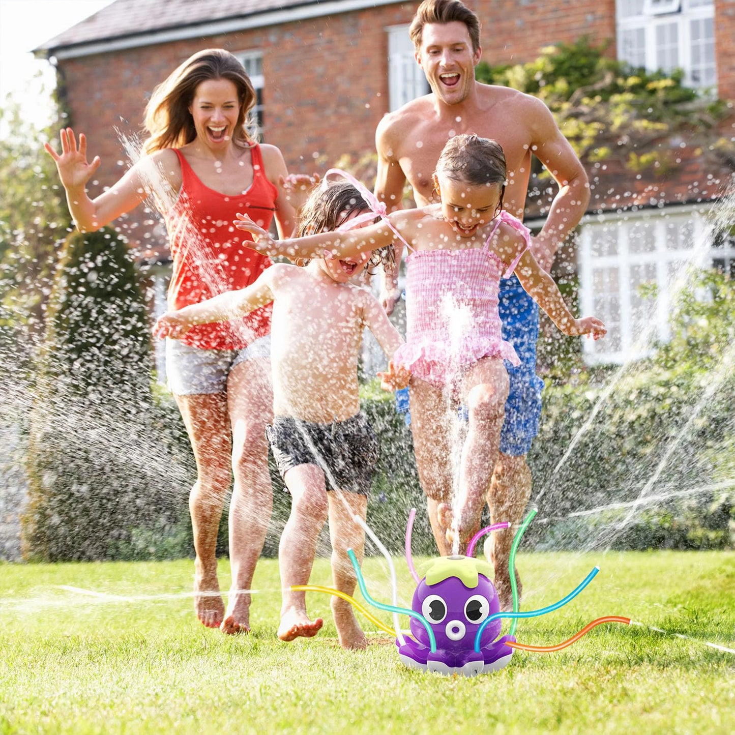 Sprinkler Rotating Spray Outdoor Games for Kids Garden Octopus Summer Water Toy Backyard Yard Cartoon Splash Baby Bath Toys Gift