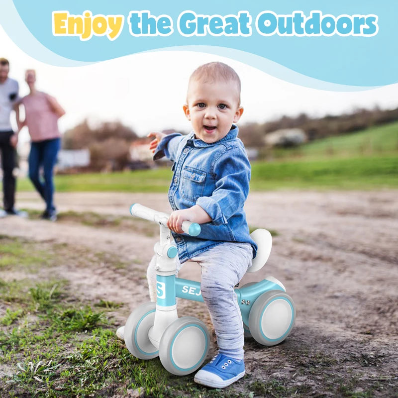 Baby Balance Bike for 1 Year Old Boys Girls 12-36 Month Toddler Balance Bike, 4 Wheels Toddler First Bike,Birthday Gifts,Blue