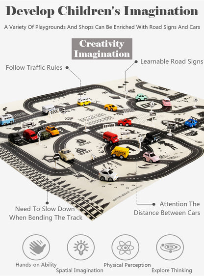 130*100CM Road Map Carpet For Kids Parking Lot Roadmap 83*58CM City Traffic Map of Road Carpet Traffic Signs Baby Play Mat Toys