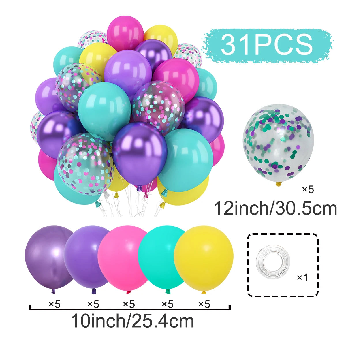 31/36/37/51/101Pcs Metallic Balloons Pearl Latex Balloon Gold Confetti Balloons for Birthday Weddings Baby Shower Party Decor