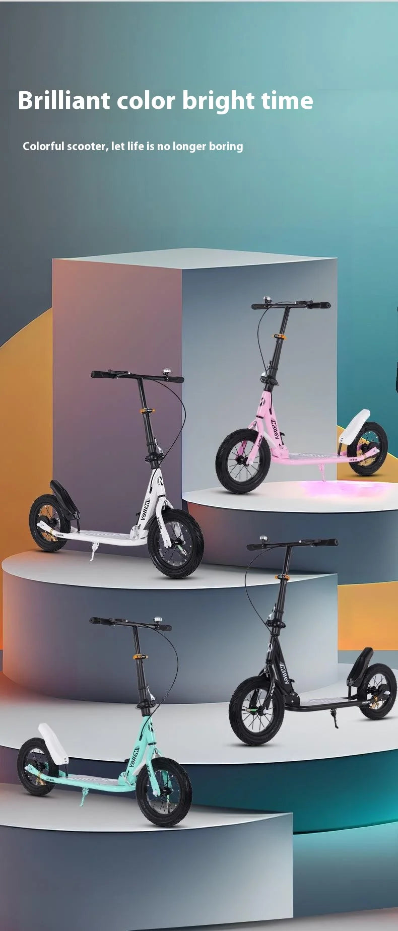 Non-Electric Folding Two-Wheeled Skateboard for Boys & Girls Children's Brake System Available in Multiple Colors